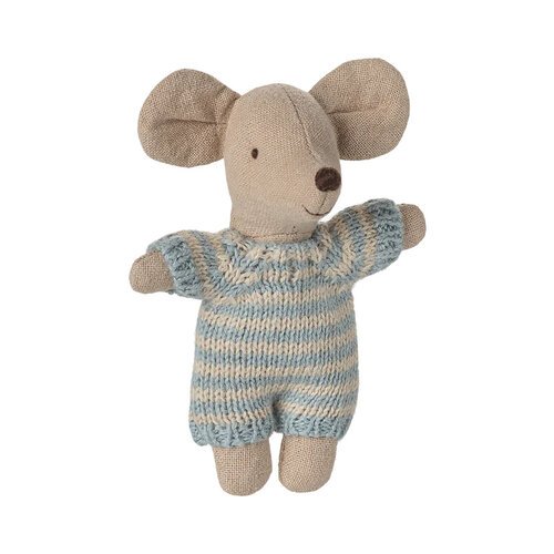 Maileg Baby Muis in Draagmand - Blue Maileg Baby Muis in Draagmand - Blue