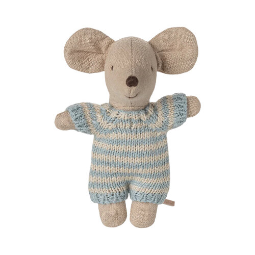 Maileg Baby Muis in Draagmand - Blue Maileg Baby Muis in Draagmand - Blue