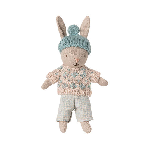 Maileg Winter Konijn Micro - Zand / Mint Maileg Winter Konijn Micro - Zand / Mint