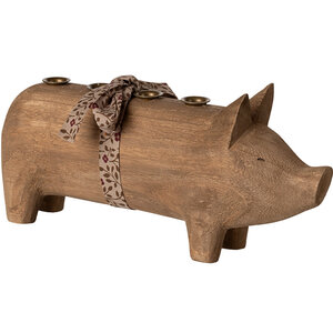 Maileg Houten Kaarsenhouder Varken - Advent - Natuur Maileg Houten Kaarsenhouder Varken - Advent - Natuur