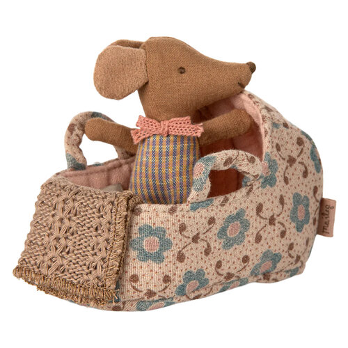 Maileg Draagmand Baby Muis - Rose