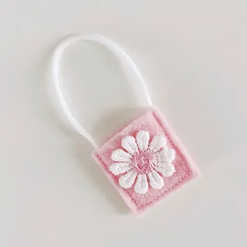 Kleine Lievelijne Poppenhuis Tasje met Bloem - Roze