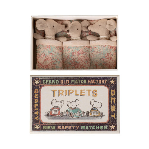 Maileg Baby Drieling in Luciferdoosje - Geruit