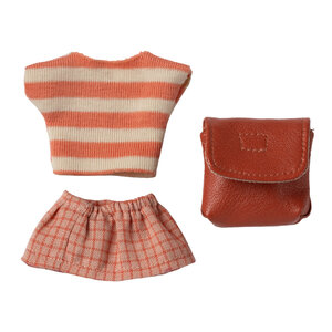 Maileg Kleding Set met Tas Koraal - Grote Zus Muis