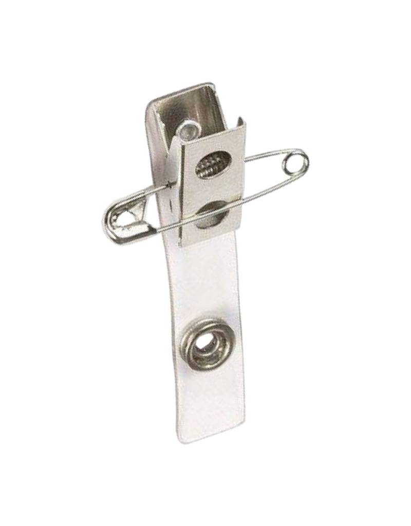 Rotatable metal clip / safety pin for badge holders.