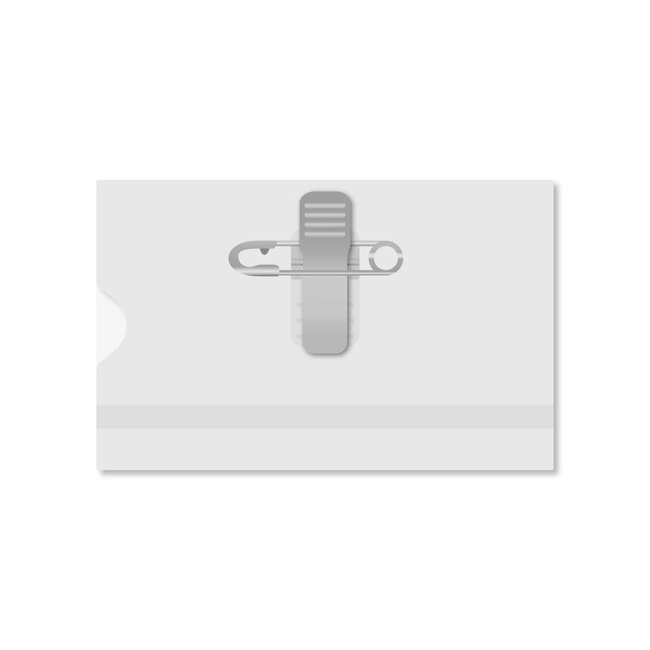 Credit card size badge holder with clip / safety pin
