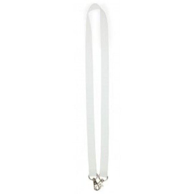 White wide lanyard with 2 hooks. 2 cm wide and 90 cm long