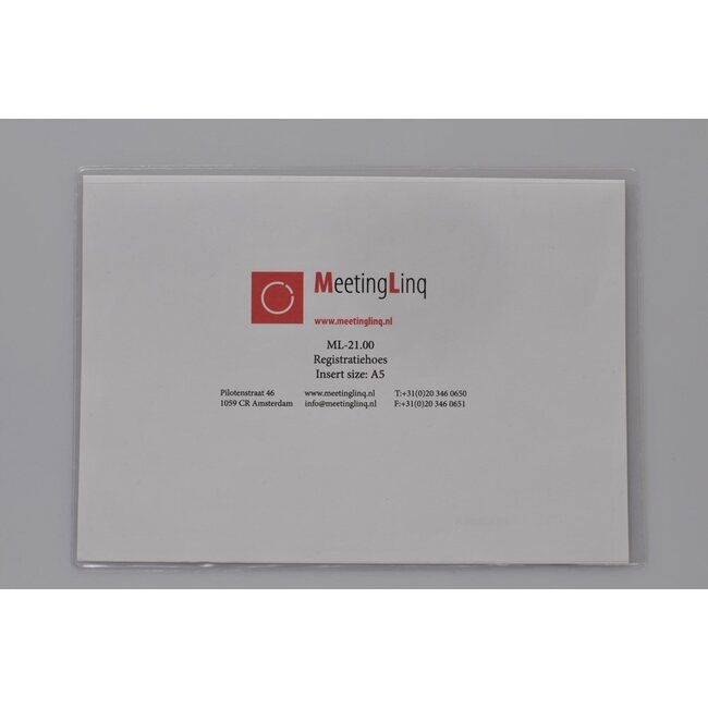 Registration pocket A5 size, single pocket, tranparent.