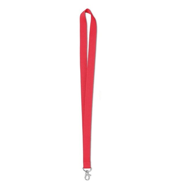 Longe large rouge avec 1 crochet. 2 cm de large et 90 cm de long