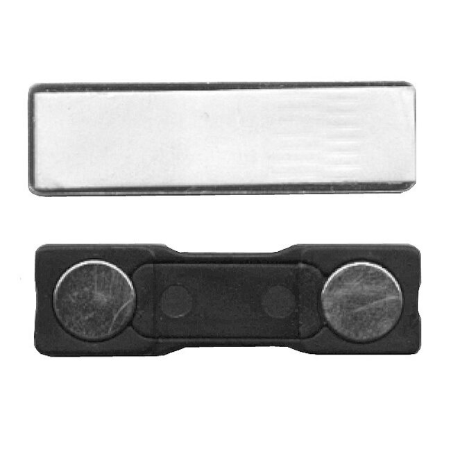 Aimant pour badges, équipé d'une partie métallique autocollante pouvant être collée sur le badge.