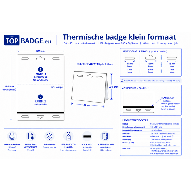 Badge thermique petit format, double.