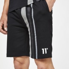 11 Degrees 11 Degrees Cut & Sew Contrast Stripe Sweat Shorts Black/Charcoal