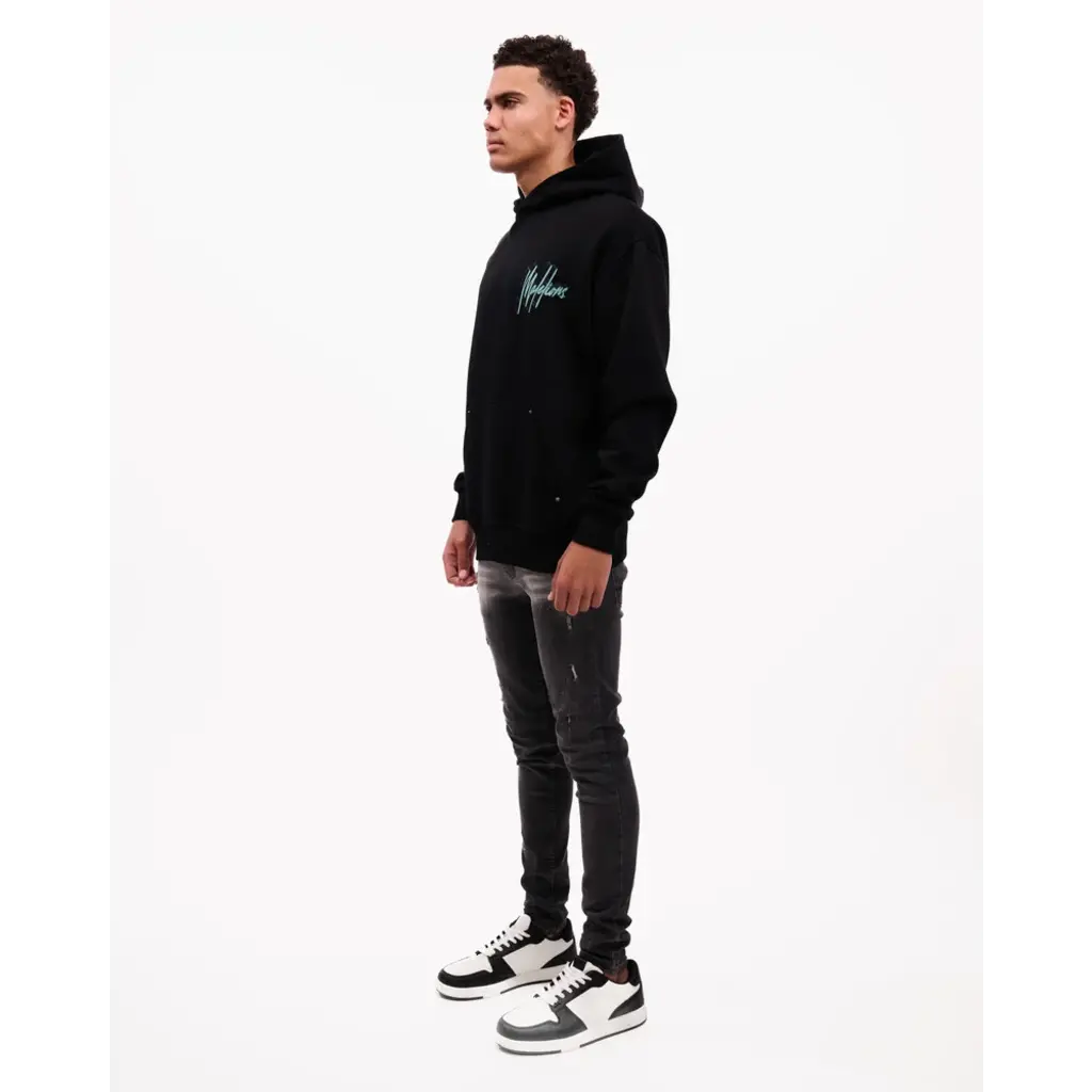 Malelions Malelions Men Oversized 3D Graphic Hoodie Black/Turqoise