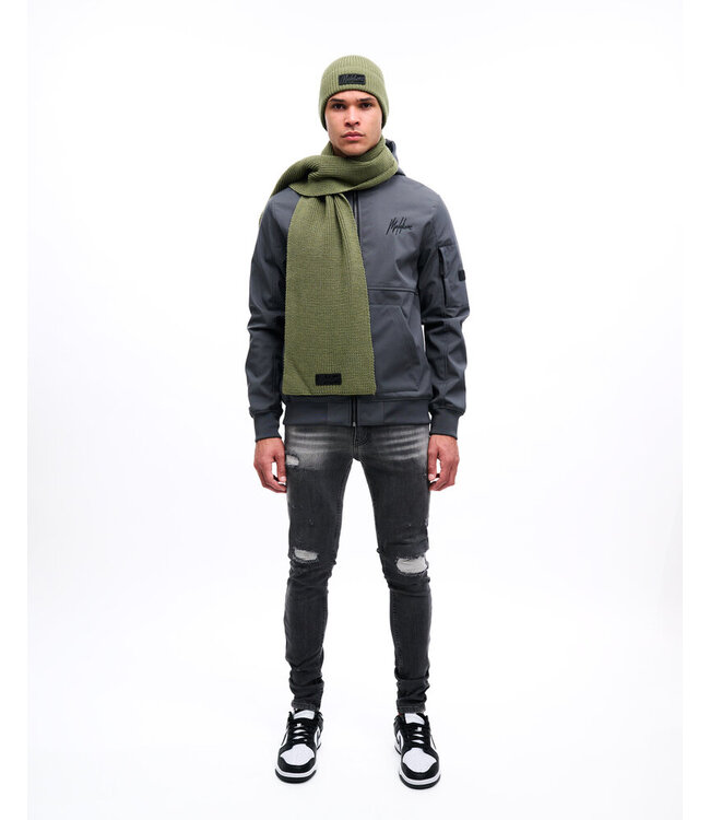 Malelions Malelions Men Ribbed Logo Scarf Green