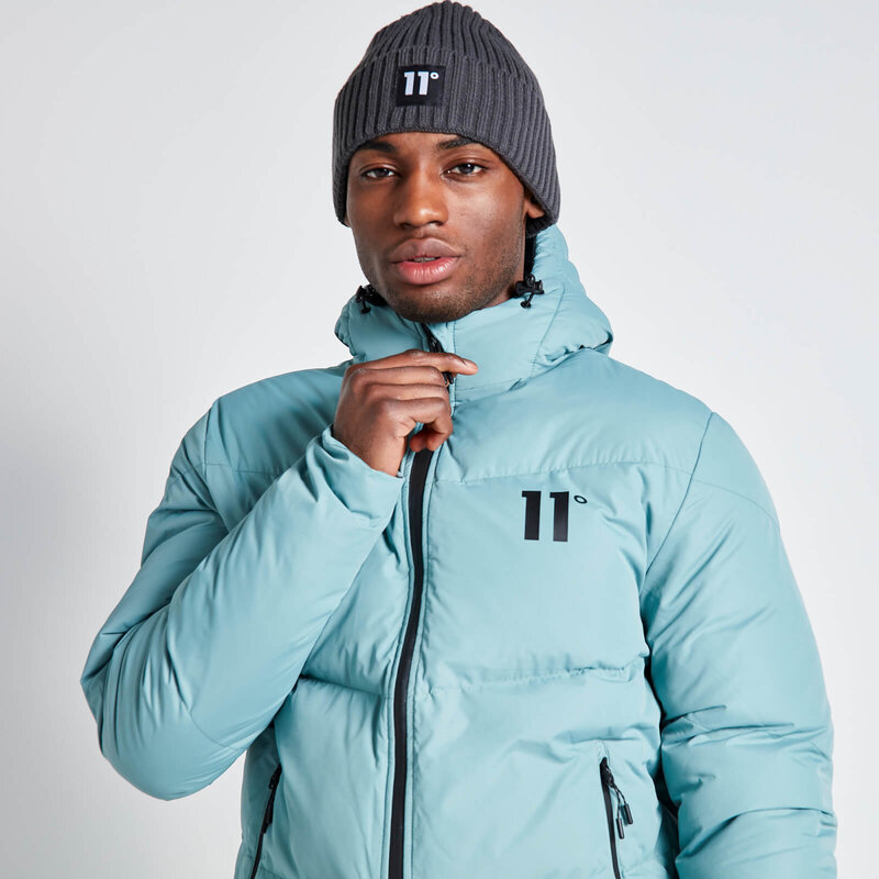 11 Degrees 11 Degrees Large Panelled Puffer Jacket Washed Green