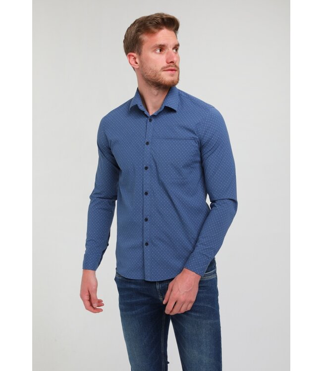 Gabbiano Gabbiano 334225 Overhemd Poplin Printed Indigo/Navy