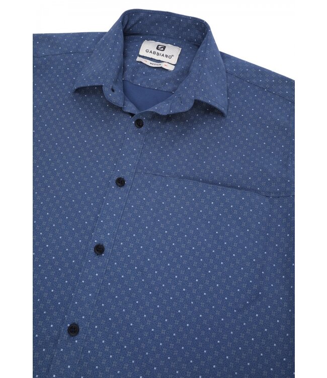 Gabbiano Gabbiano 334225 Overhemd Poplin Printed Indigo/Navy