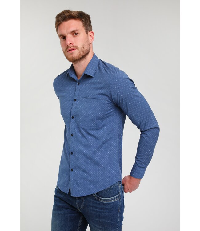 Gabbiano Gabbiano 334225 Overhemd Poplin Printed Indigo/Navy