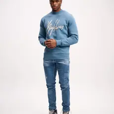 Malelions Malelions Men Destroyed Signature Sweater Slate Blue/Cement