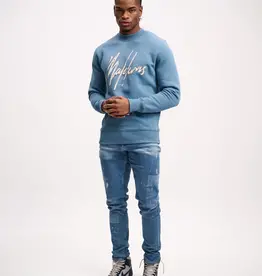 Malelions Malelions Men Destroyed Signature Sweater Slate Blue/Cement