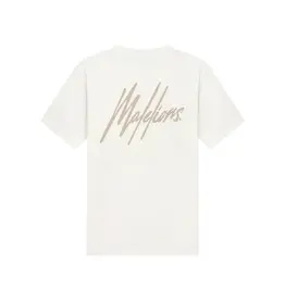 Malelions Malelions Men Striped Signature T-Shirt Off-White/Taupe