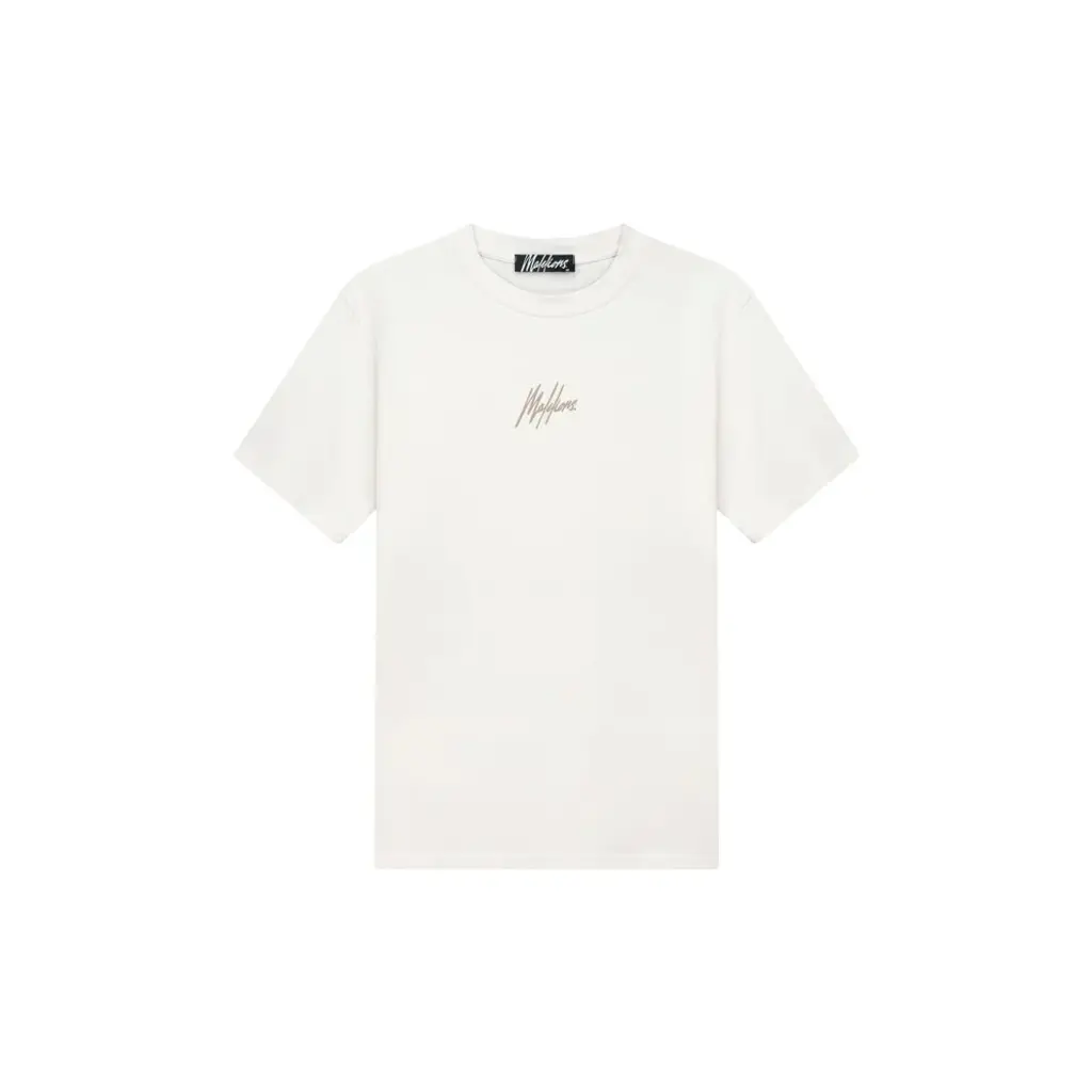 Malelions Malelions Men Striped Signature T-Shirt Off-White/Taupe