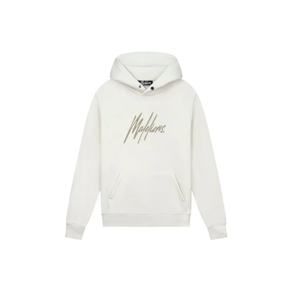 Malelions Malelions Men Striped Signature Hoodie Off-White/Taupe