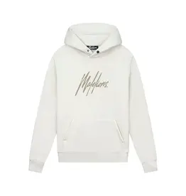 Malelions Malelions Men Striped Signature Hoodie Off-White/Taupe