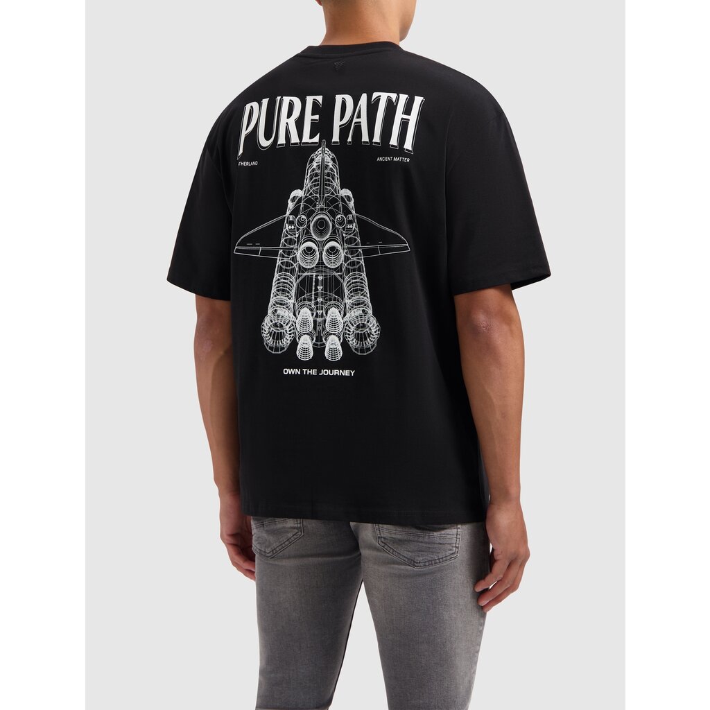 PurePath (by PureWhite) PurePath 24030108 Space Shuttle 3D Blueprint T-shirt Black