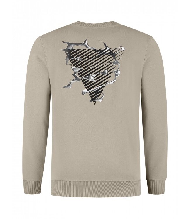 PurePath (by PureWhite) PurePath 24030312 Liquid Metal Logo Sweater Taupe