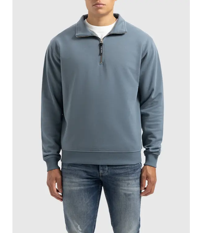PurePath (by PureWhite) PurePath 24030319 Sideline Wordmark Halfzip Sweater Blue