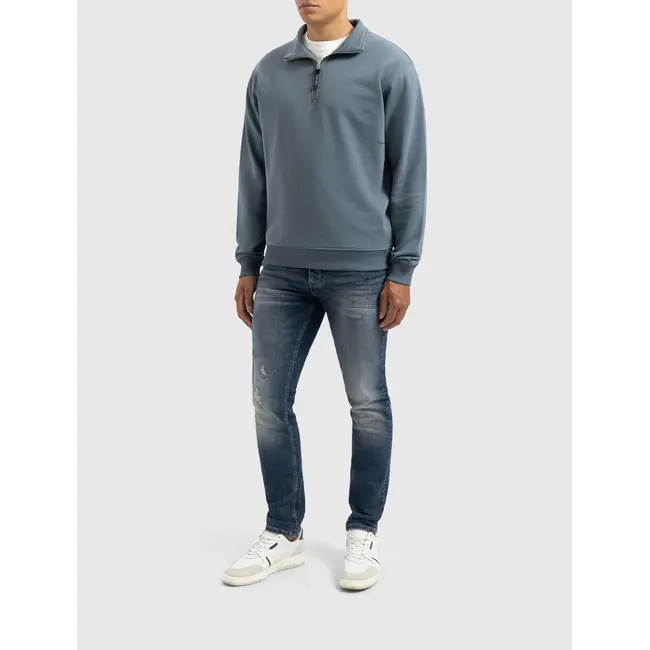 PurePath (by PureWhite) PurePath 24030319 Sideline Wordmark Halfzip Sweater Blue