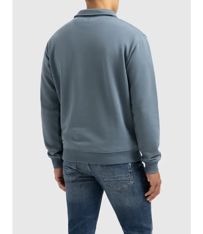 PurePath (by PureWhite) PurePath 24030319 Sideline Wordmark Halfzip Sweater Blue