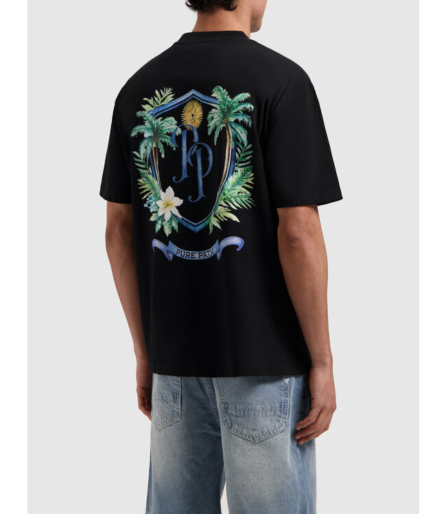PurePath (by PureWhite) PurePath 25010112 Tropical Crest T-Shirt Black - Loose Fit