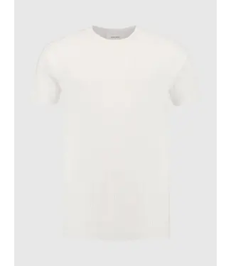 PurePath (by PureWhite) PurePath Vertical Striped Knitwear T-Shirt Off White - Regular Fit