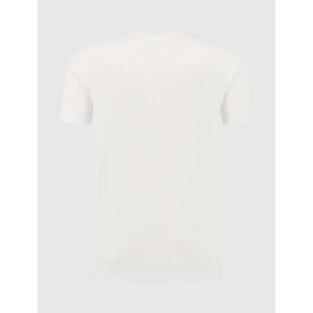 PurePath (by PureWhite) PurePath 25010804 Vertical Striped Knitwear T-Shirt Off White - Regular Fit