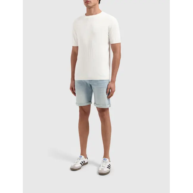 PurePath (by PureWhite) PurePath 25010804 Vertical Striped Knitwear T-Shirt Off White - Regular Fit