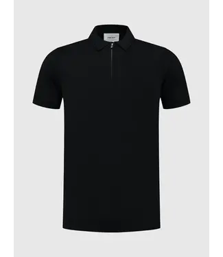 PurePath (by PureWhite) PurePath Half-Zip Knitwear Polo Black - Regular Fit