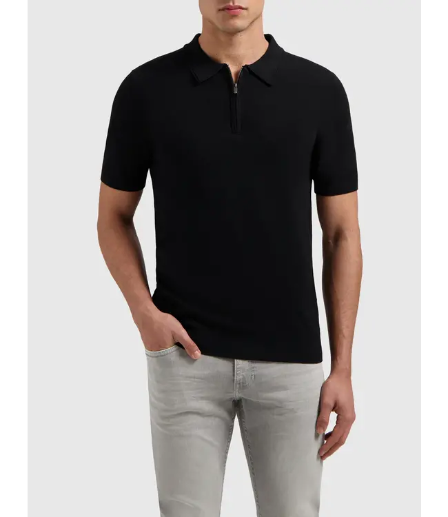 PurePath (by PureWhite) PurePath 25010801 Half-Zip Knitwear Polo Black - Regular Fit