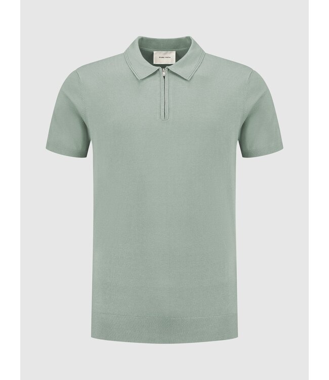 PurePath (by PureWhite) PurePath 25010801 Half-Zip Knitwear Polo Army Green - Regular Fit