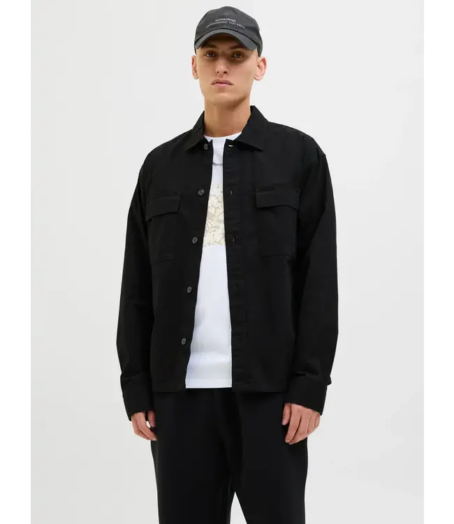 Jack & Jones Jack & Jones 12272837 JCOTARMAC RIPSTOP OVERSHIRT LS BLACK - Regular Fit