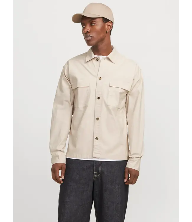 Jack & Jones Jack & Jones 12272837 JCOTARMAC RIPSTOP OVERSHIRT LS MOONBEAM - Regular Fit