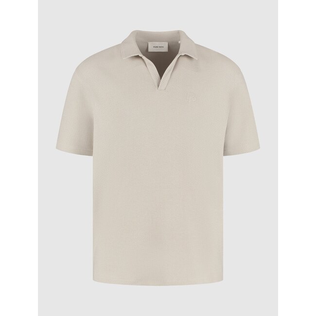PurePath (by PureWhite) PurePath 25010123 Initials Waffle Polo Sand - Loose Fit