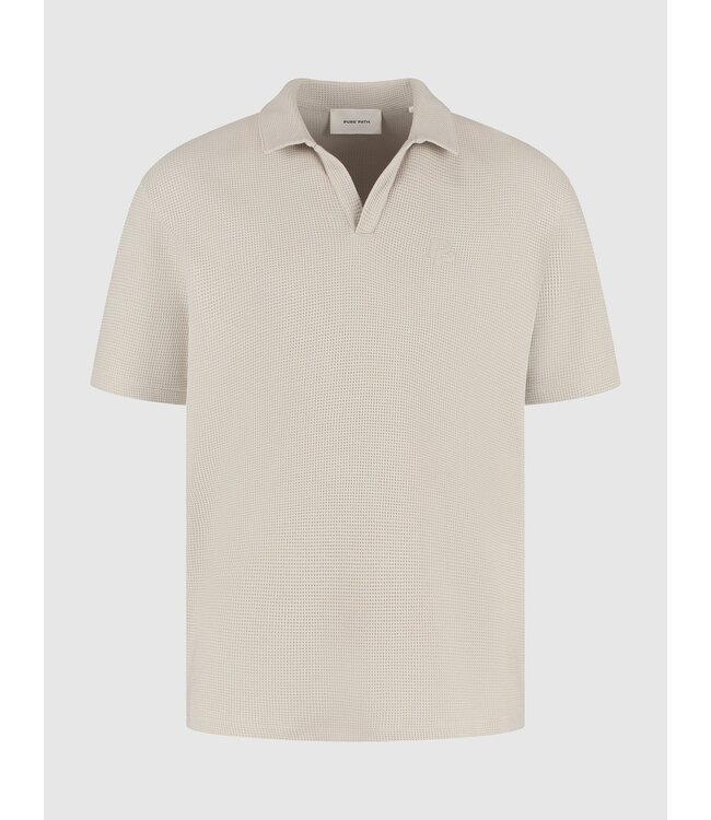 PurePath (by PureWhite) PurePath 25010123 Initials Waffle Polo Sand - Loose Fit