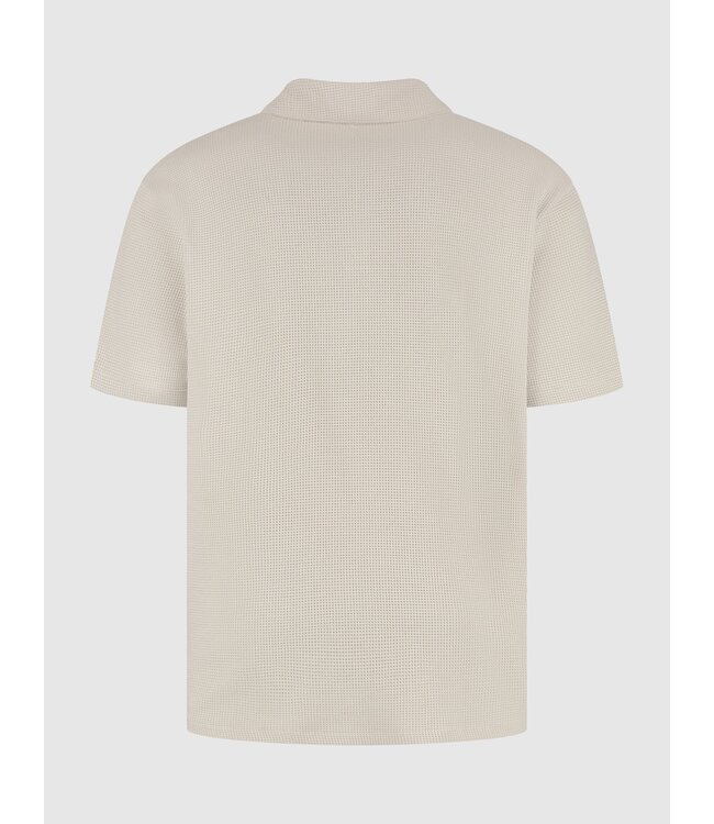 PurePath (by PureWhite) PurePath 25010123 Initials Waffle Polo Sand - Loose Fit