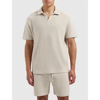 PurePath (by PureWhite) PurePath Initials Waffle Polo Sand - Loose Fit
