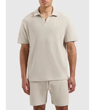 PurePath (by PureWhite) PurePath Initials Waffle Polo Sand - Loose Fit