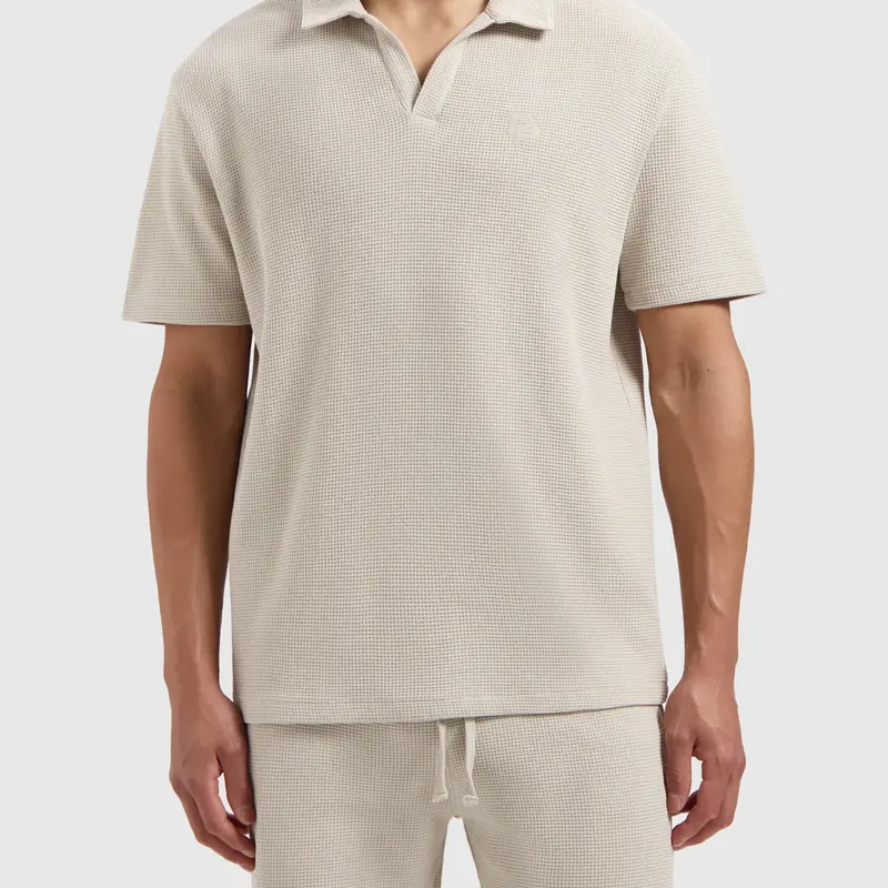 PurePath (by PureWhite) PurePath Initials Waffle Polo Sand - Loose Fit