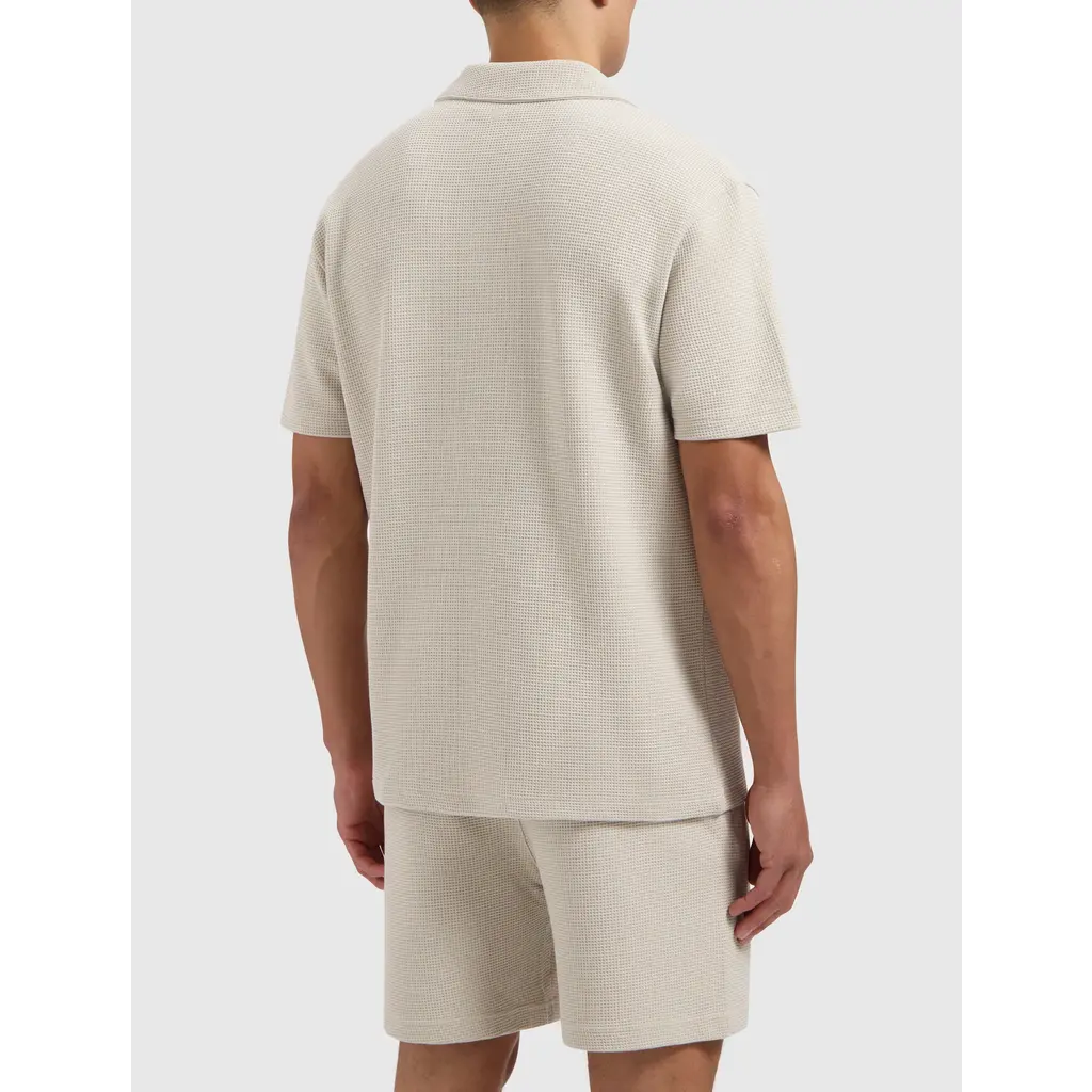 PurePath (by PureWhite) PurePath 25010123 Initials Waffle Polo Sand - Loose Fit
