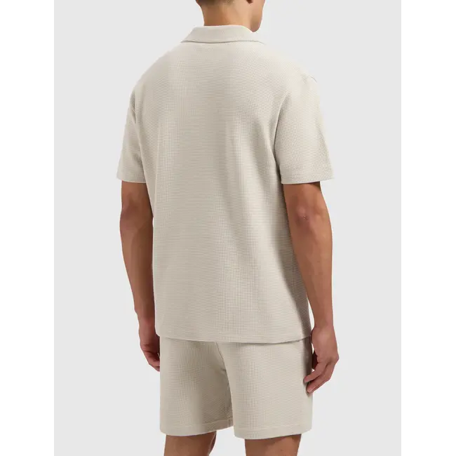PurePath (by PureWhite) PurePath 25010123 Initials Waffle Polo Sand - Loose Fit